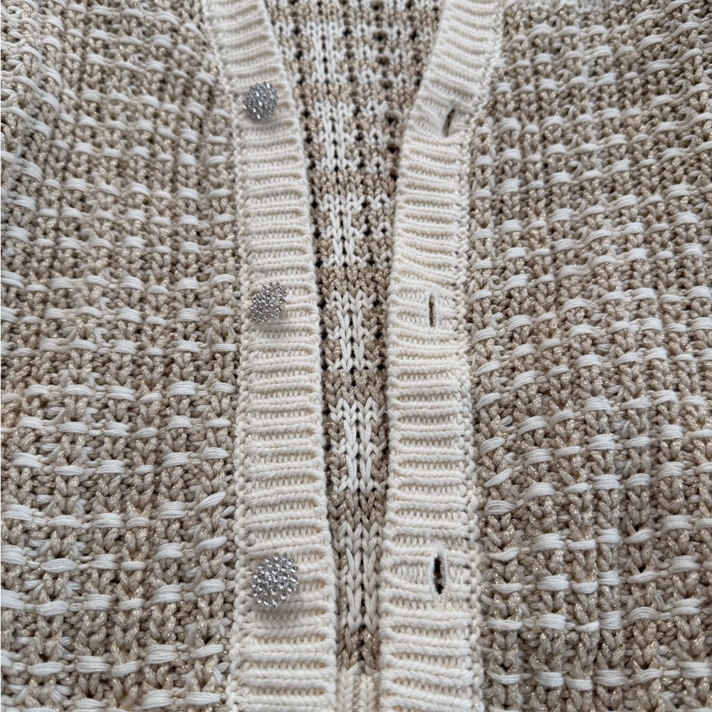 Express Cream Textured Open Cardigan - Picture 2 of 10